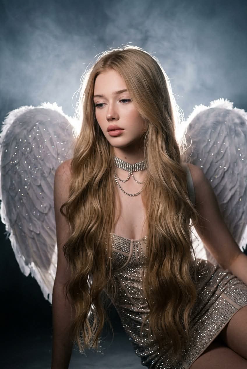 Photorealistic Angelcore Fashion Portrait
