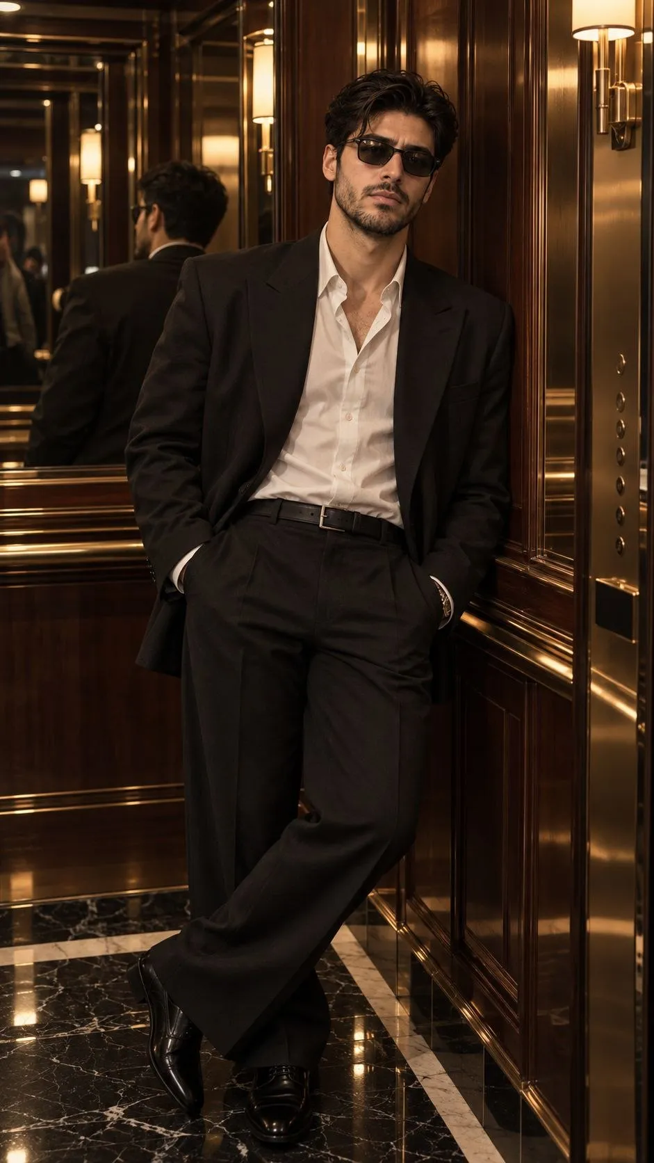 Luxury Fashion Editorial in a Hotel Elevator output 2