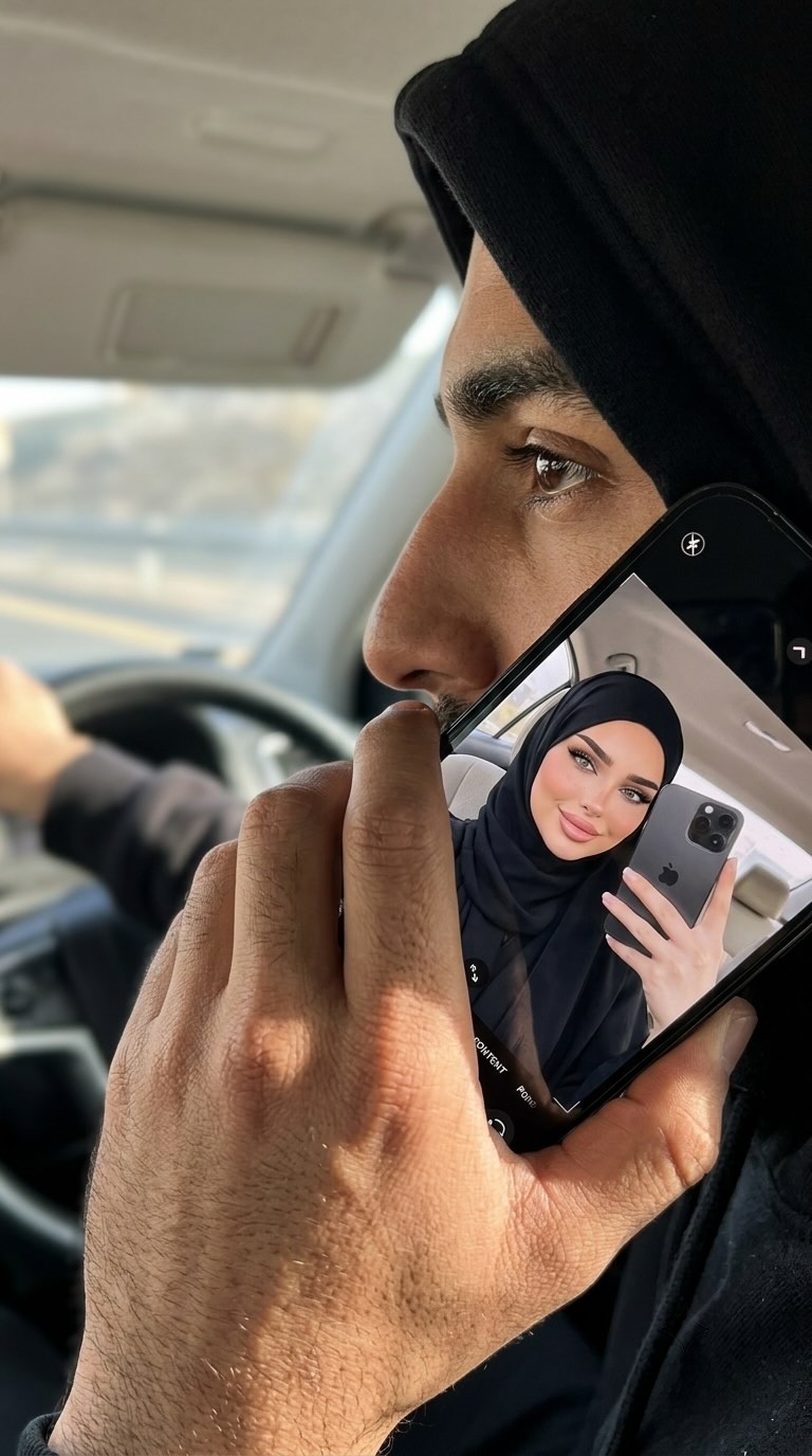 Mirror Selfie on a Phone in a Car