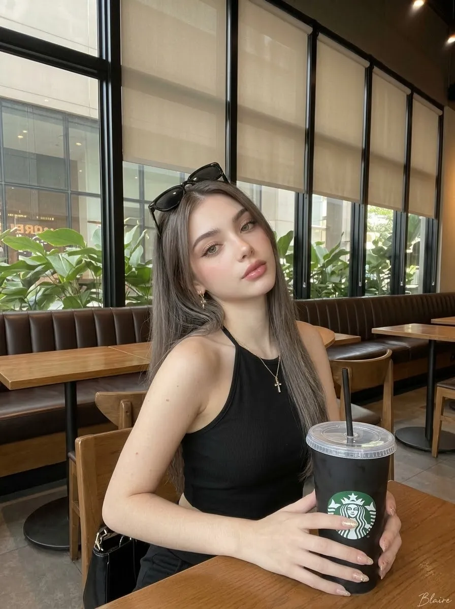 Identity-Preserving Café Selfie with a Starbucks Cup output 7