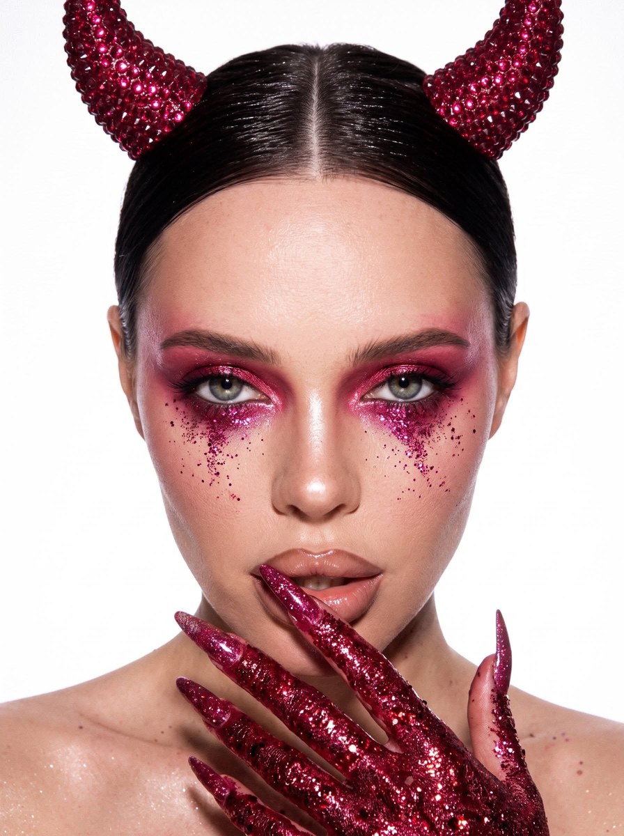 Ruby Glitter Devil-Horn Beauty Portrait