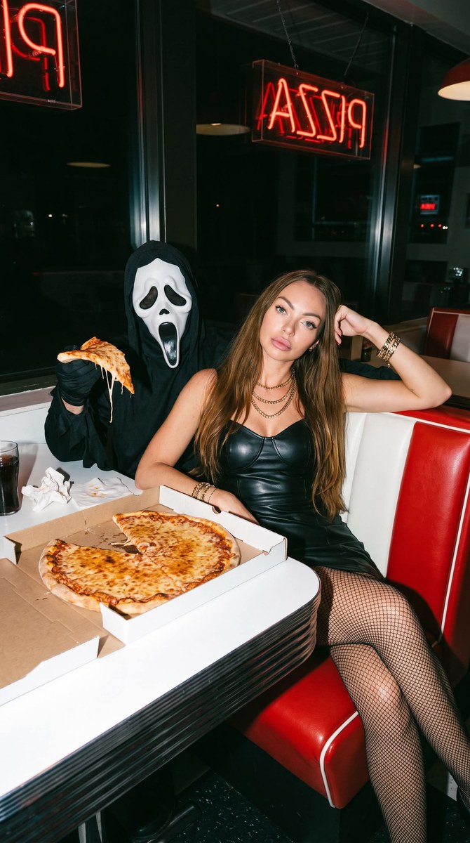 1990s Halloween Diner Portrait with Ghostface