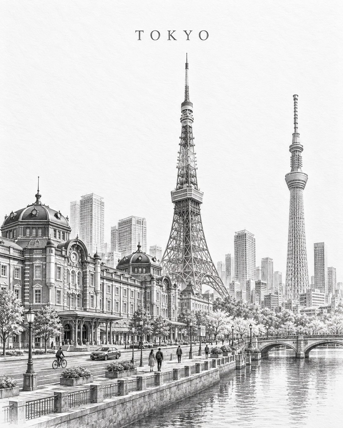 Graphite and Blind-Embossed City Art Poster output 6