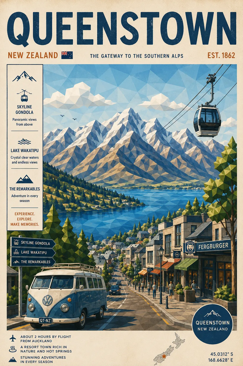 Low-Poly Vintage Destination Travel Poster output 2