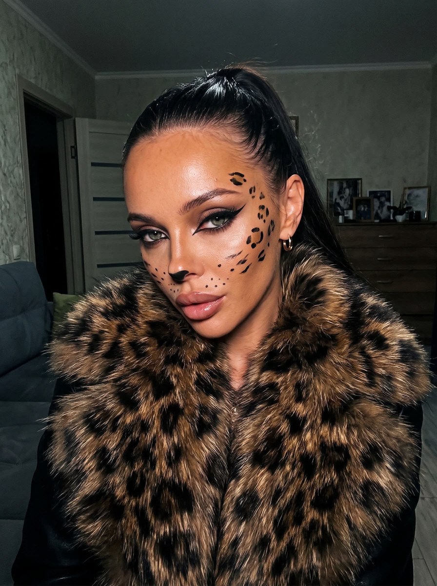 Leopard Makeup Portrait with Direct Flash