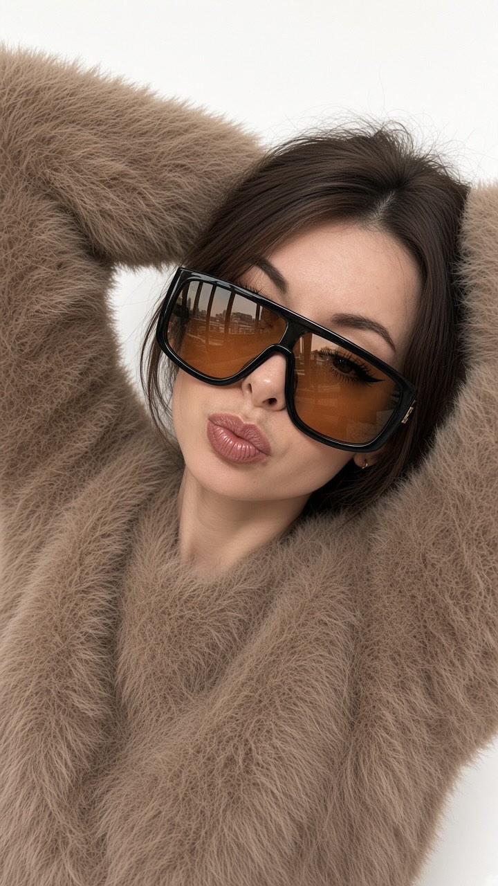 Photorealistic Close-Up Selfie in a Fuzzy Sweater output 1