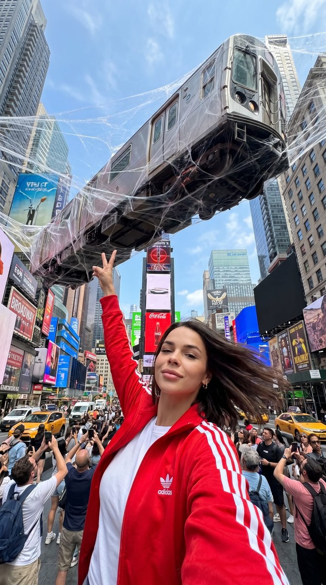 Times Square Spiderweb Train Selfie output 1