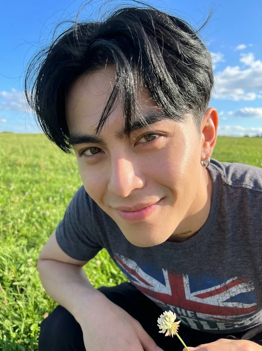 Photorealistic Meadow Portrait of a Young Man output 1