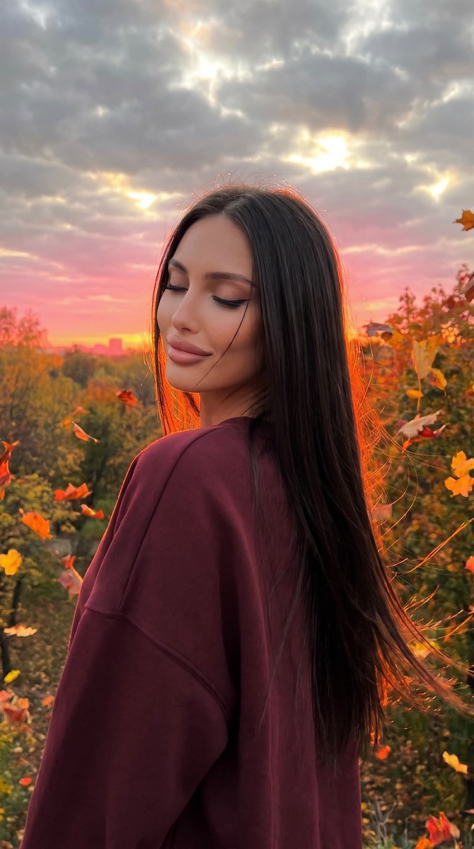Photorealistic Autumn Portrait at Sunset