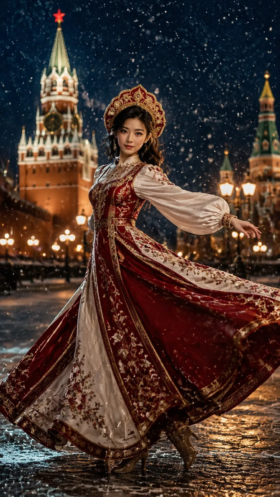Winter Night at the Kremlin: Russian Sarafan Dance Portrait output 5