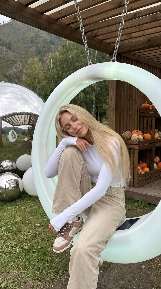 Relaxed Portrait on a Glowing Ring Swing output 3