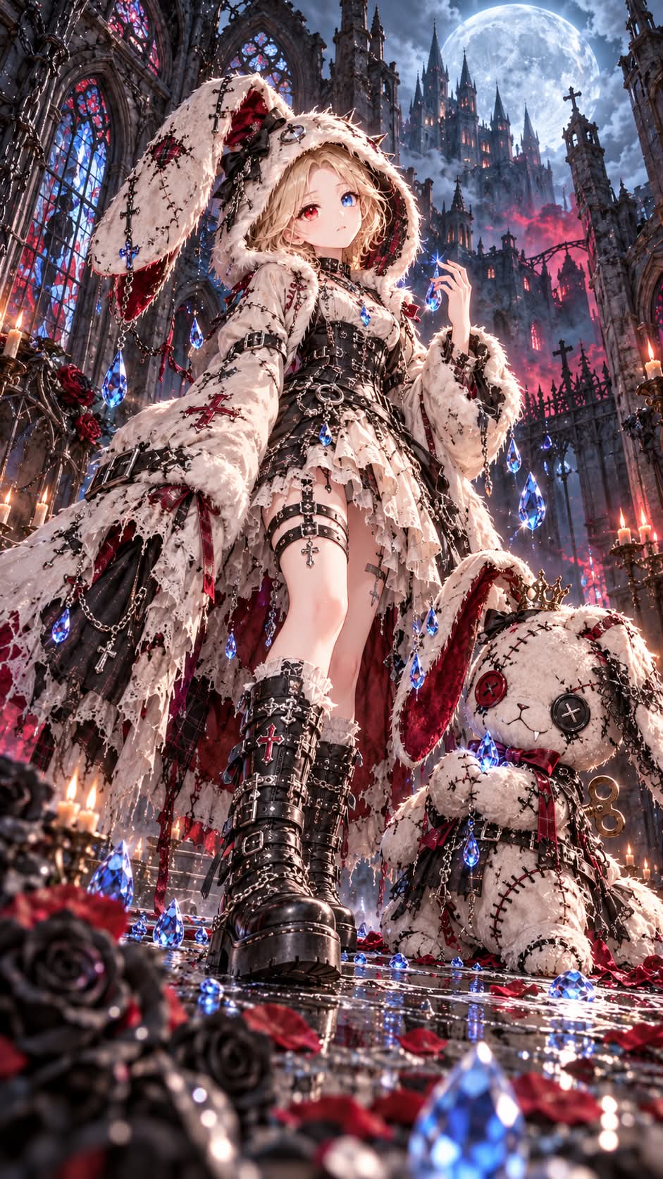 The Tear-Stealing Plush Bunny — Gothic Punk 3D Fantasy