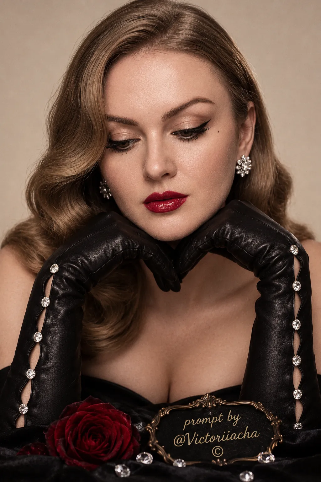 Vintage Glamour Portrait with Black Gloves output 1