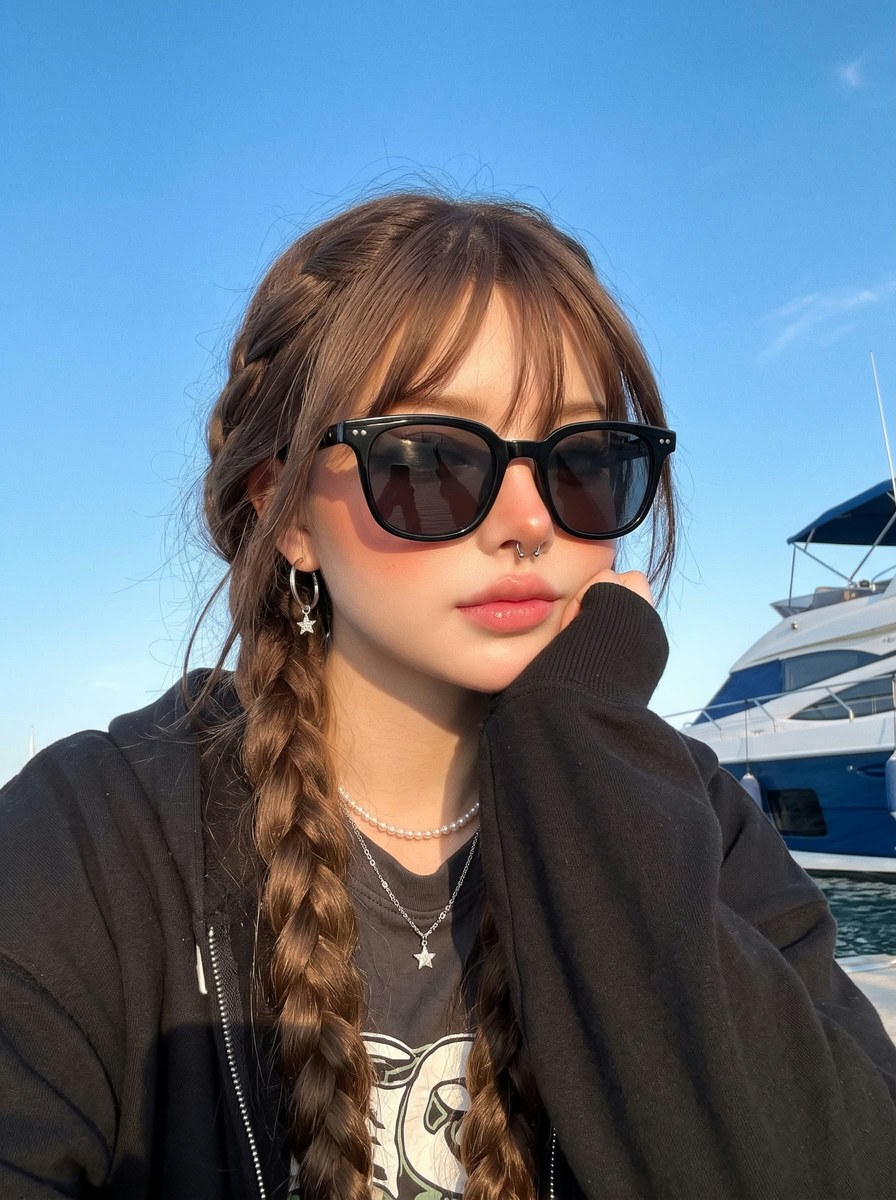 Golden-Hour Yacht-Side Selfie