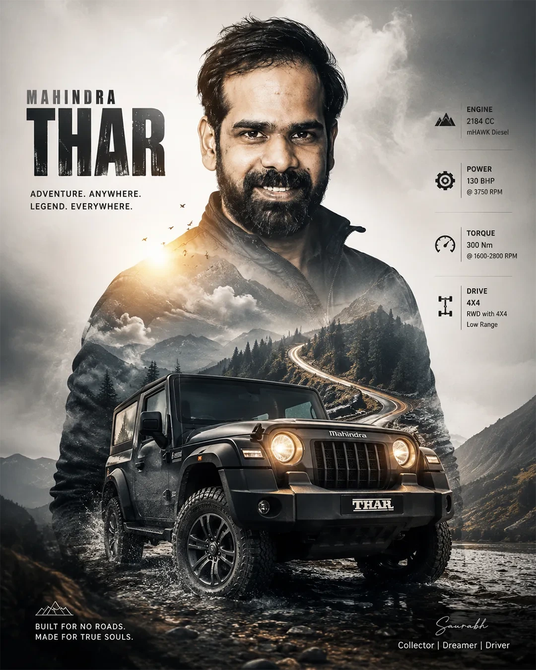 Double-Exposure Automotive Portrait Poster output 1