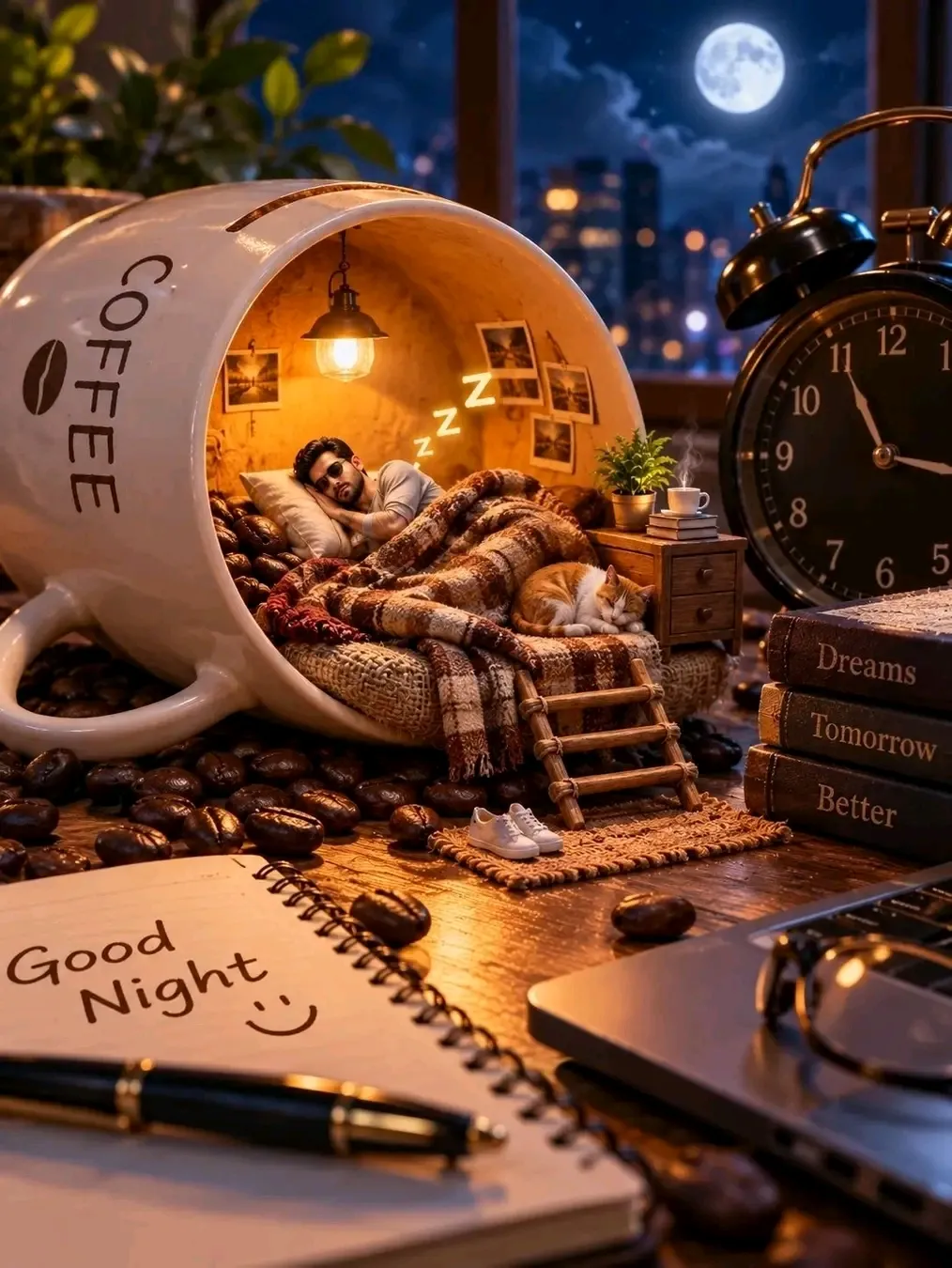 Miniature Bedroom Inside a Coffee Mug