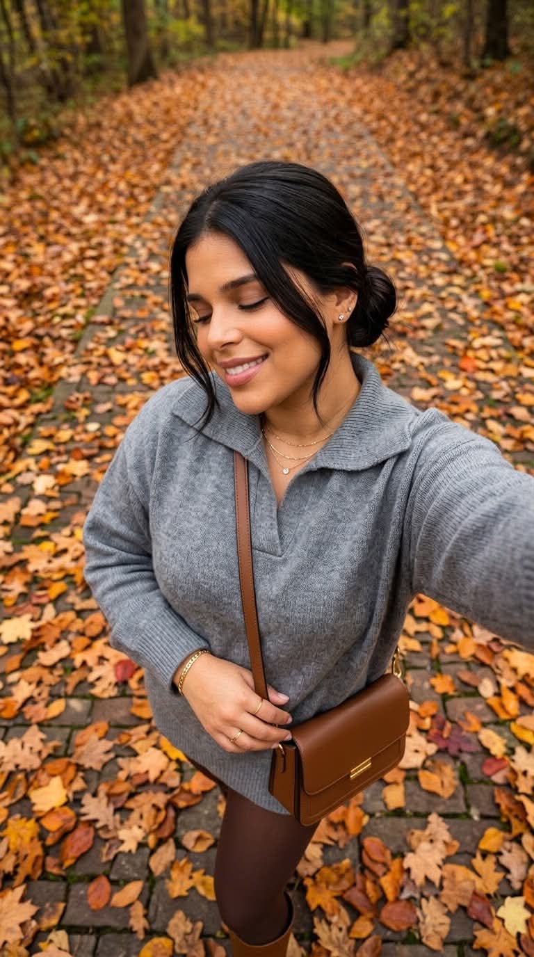 Cozy Autumn Overhead Selfie