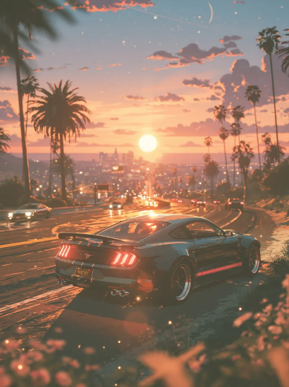GTA V-Style Sports Car at Sunset output 4