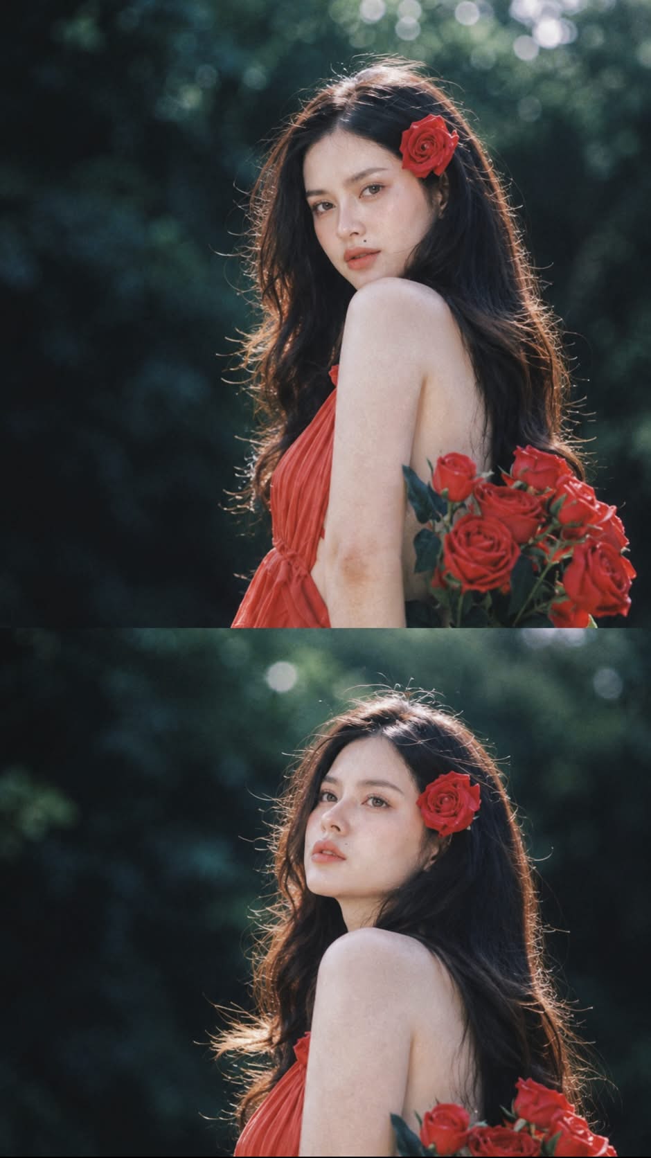 Vermillion Bloom Against Foliage