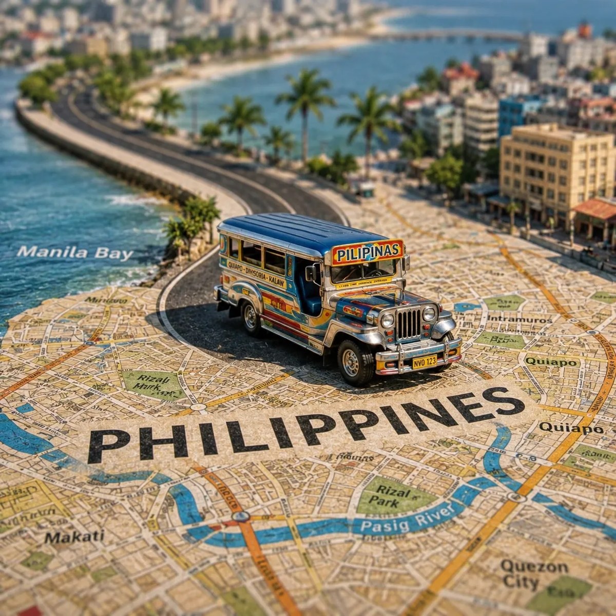 Miniature Tilt-Shift City Map Travel Poster output 2