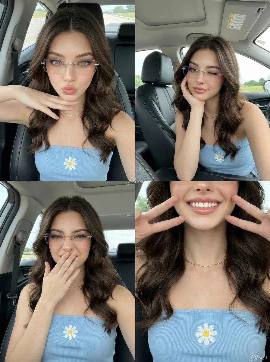 Pastel-Blue Car Portrait with Daisy Details output 9