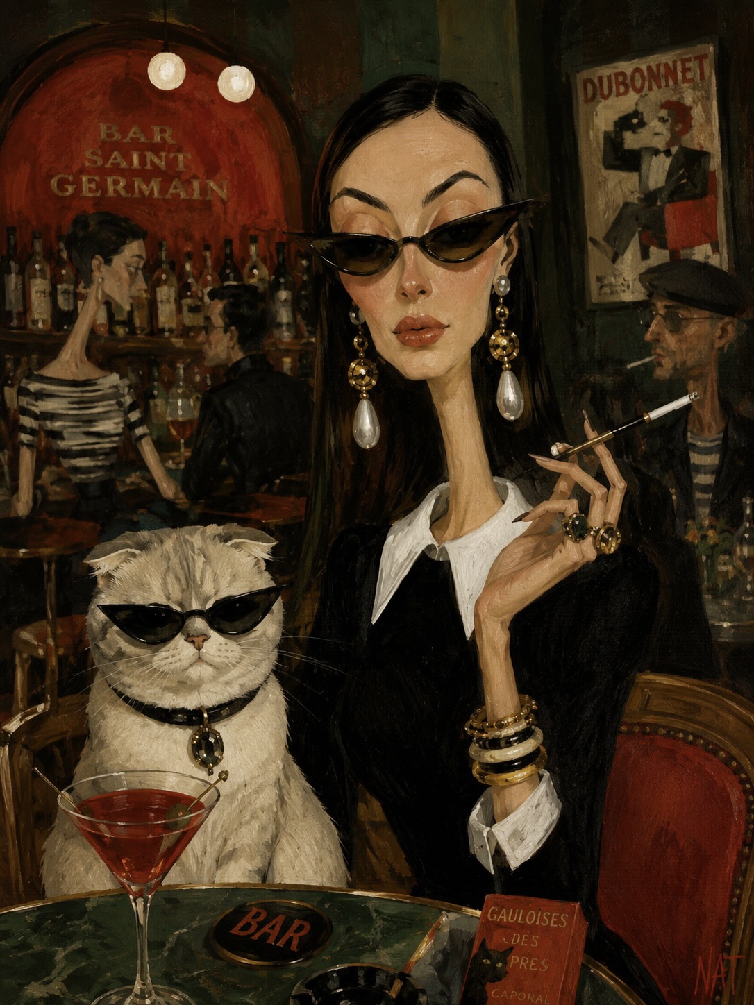 Surreal Mid-Century Portrait with a Person and Animal