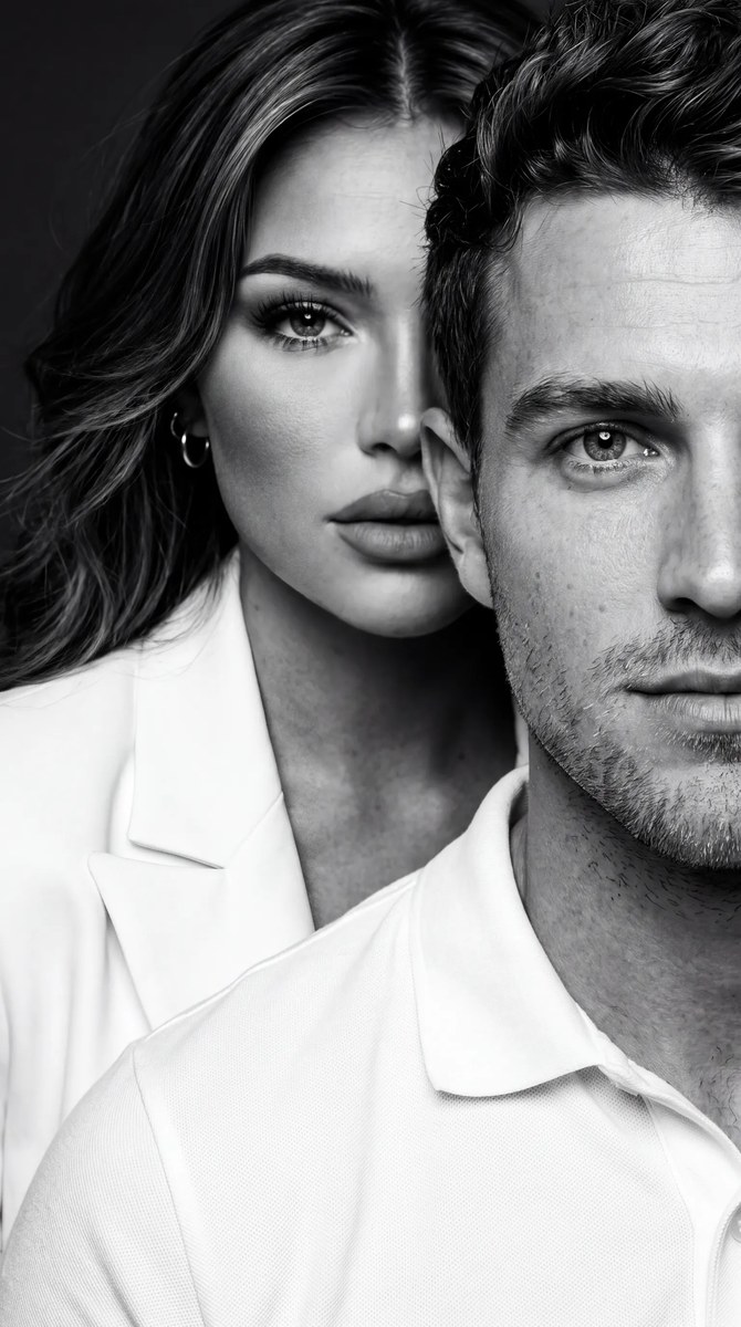 High-Fashion Black-and-White Couple Portrait
