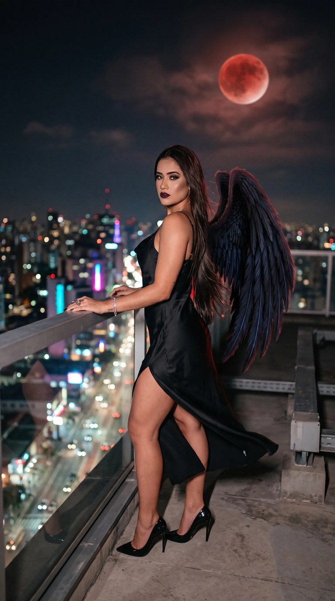 Dark Angel on a Rooftop Beneath a Blood Moon output 5
