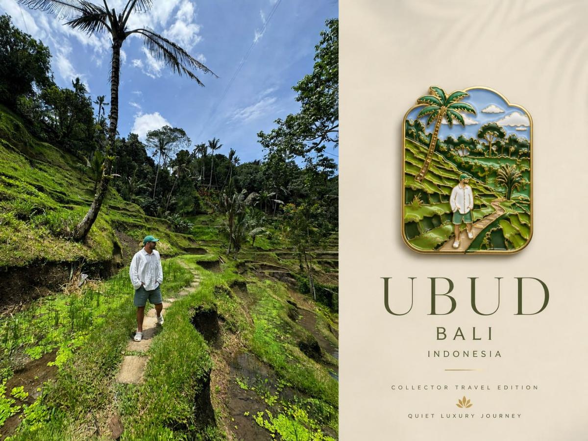 Luxury Travel Poster with Enamel Photo Icon output 1