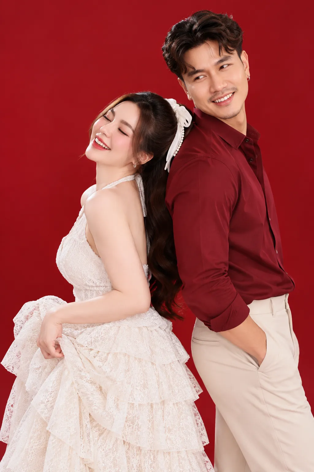 Romantic Couple Portrait in a Red Studio output 2