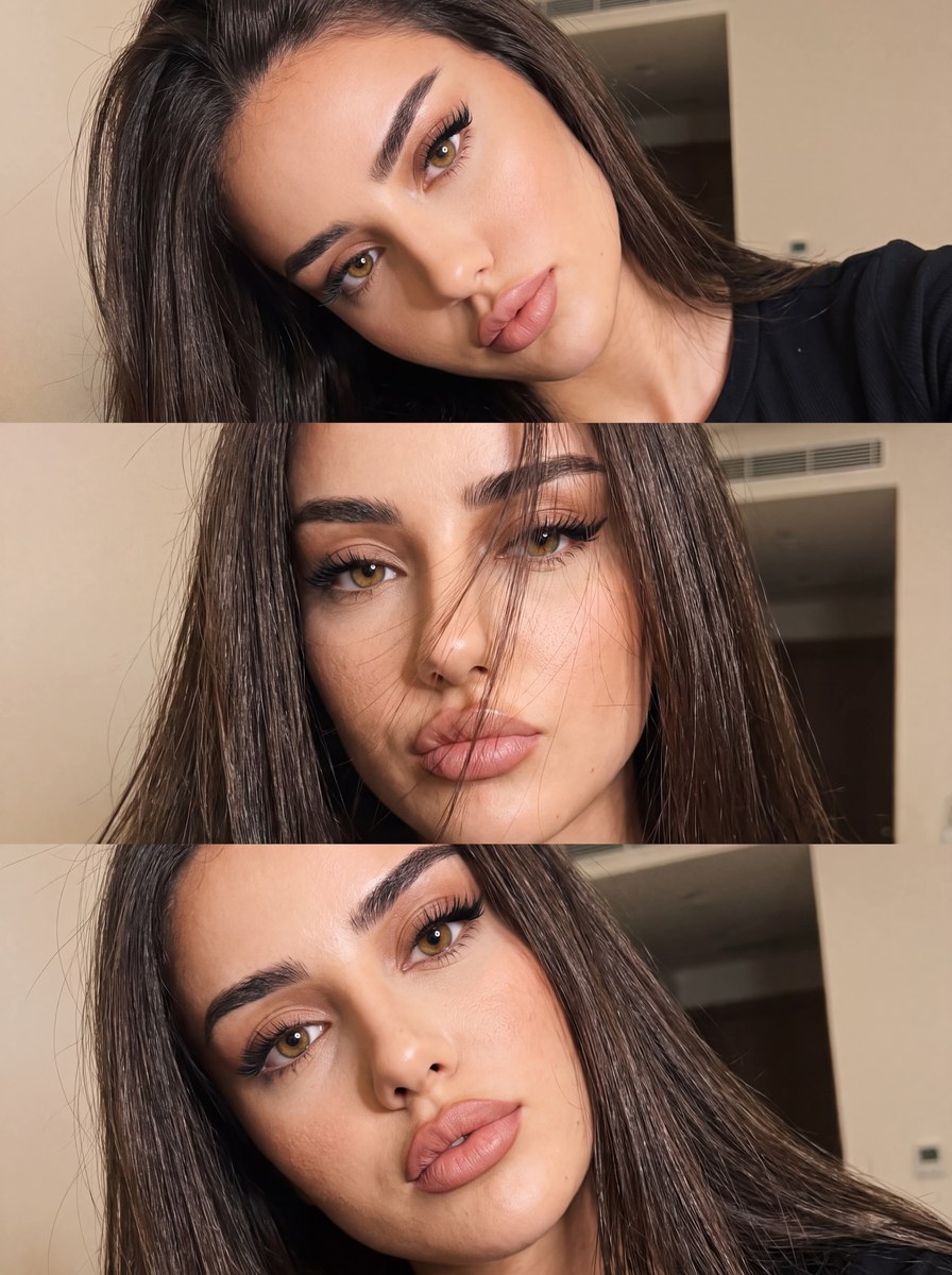 Vintage Three-Frame Selfie Collage