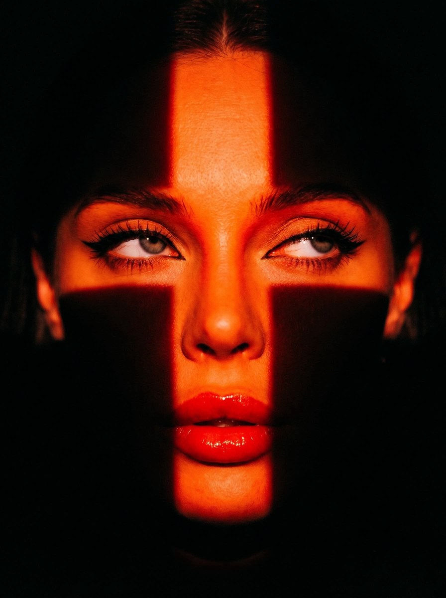 Fragmented Red-Light Fashion Portrait output 2