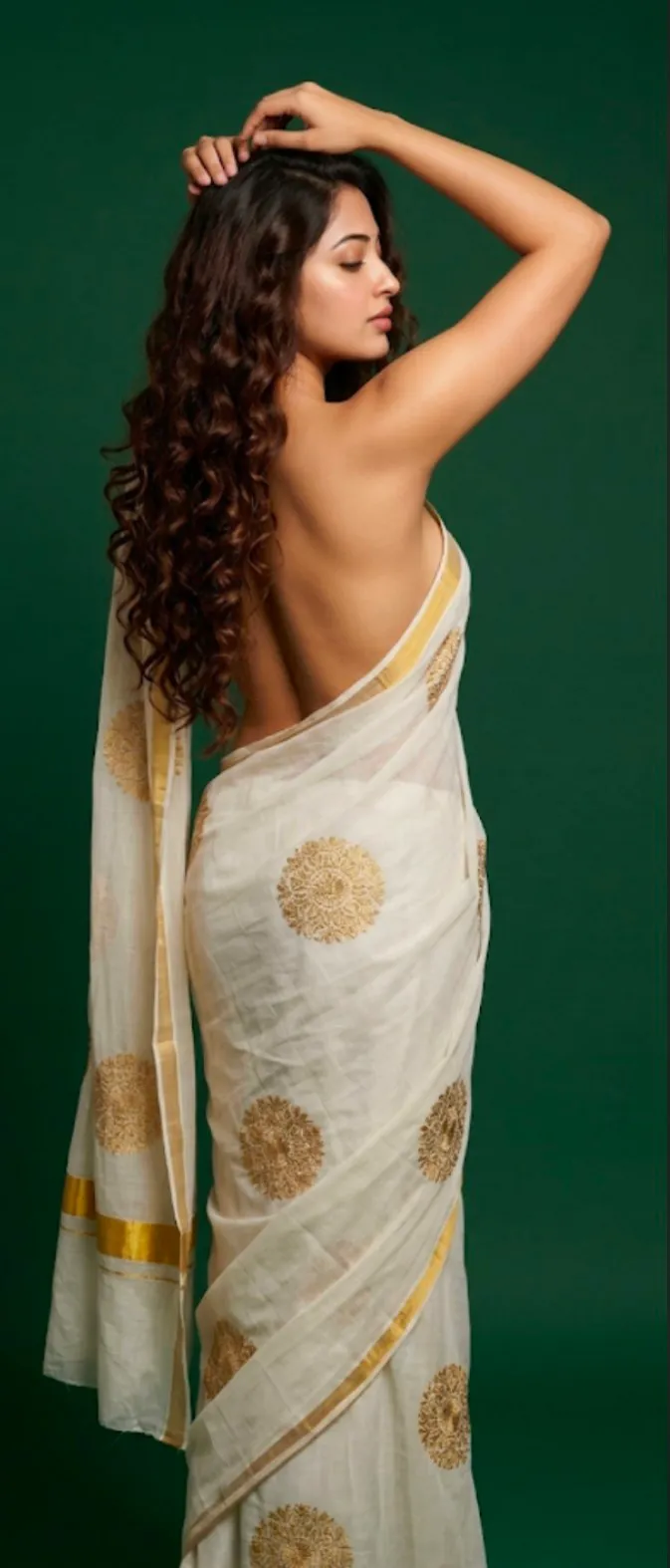 Kasavu Saree Fine-Art Studio Portrait output 1
