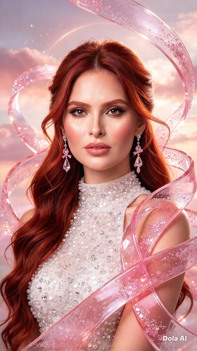 Breast Cancer Awareness Crystal-Ribbon Beauty Portrait output 4