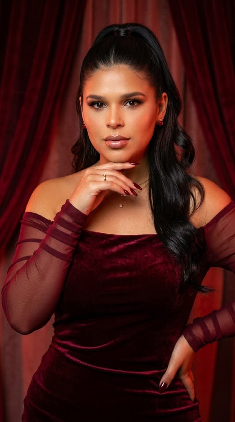 Burgundy Glamour Editorial Portrait output 1
