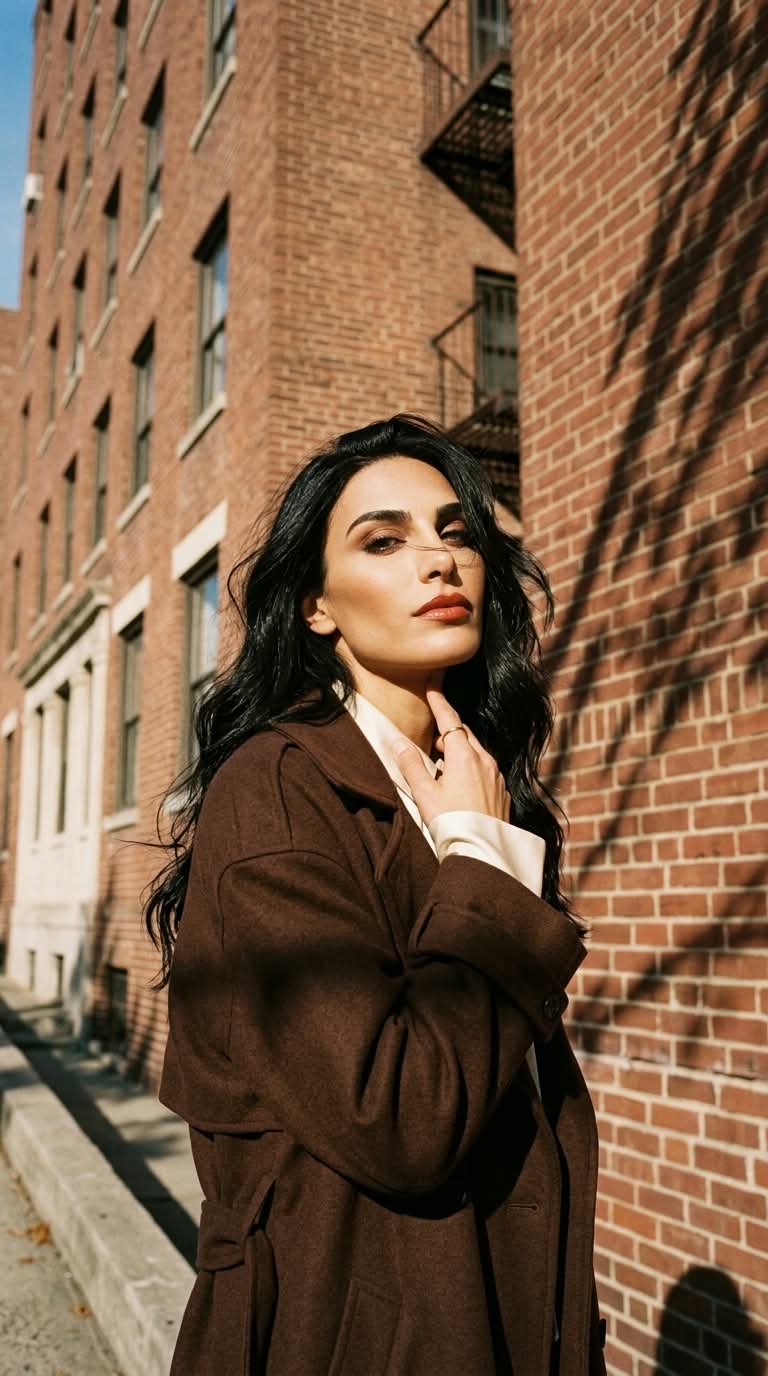 Brick-Wall Autumn Fashion Portrait