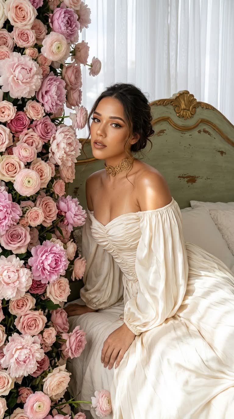 Rococo Bedroom Portrait with Full-Scene Focus