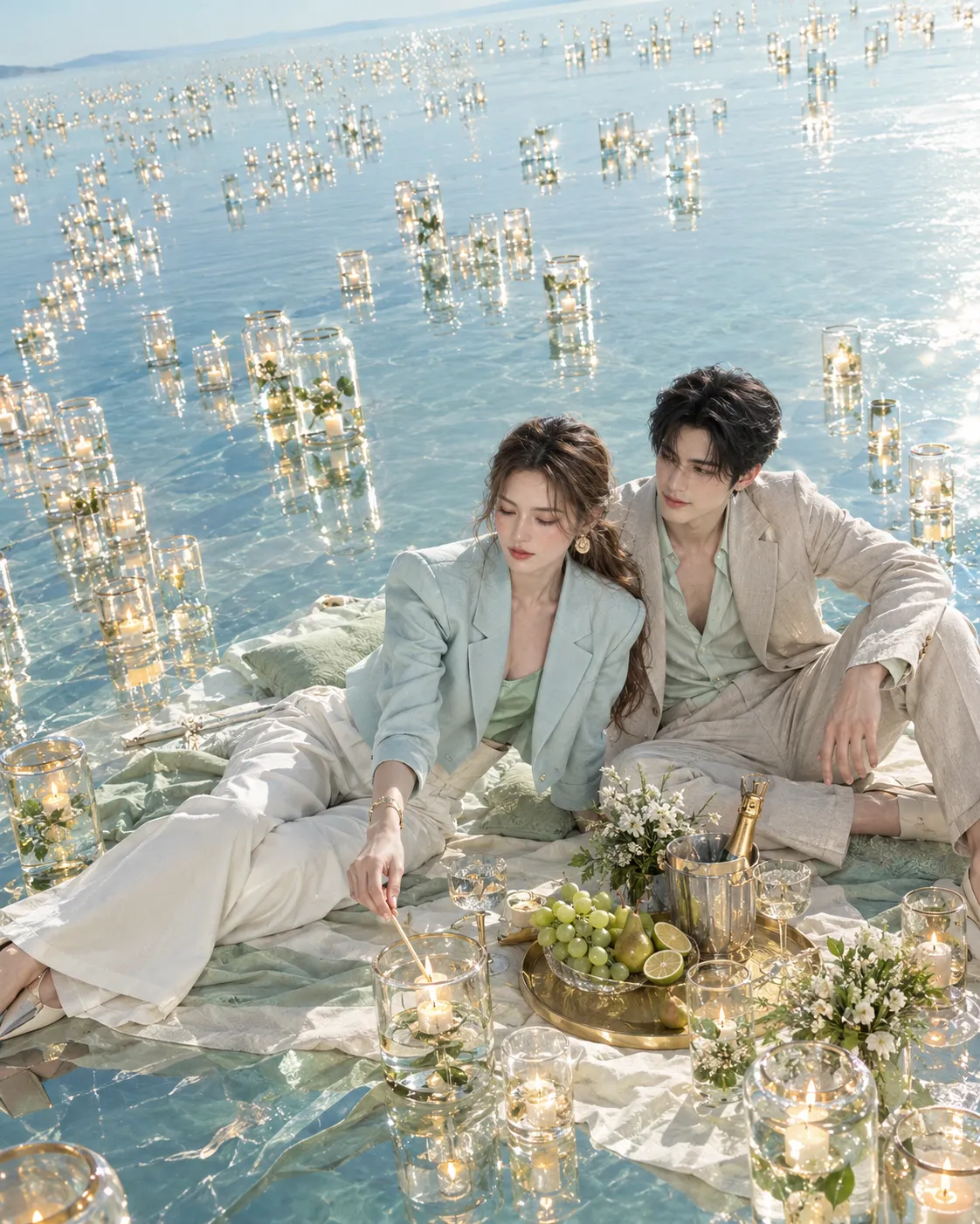 Daylight Candlelit Lake Couple Editorial