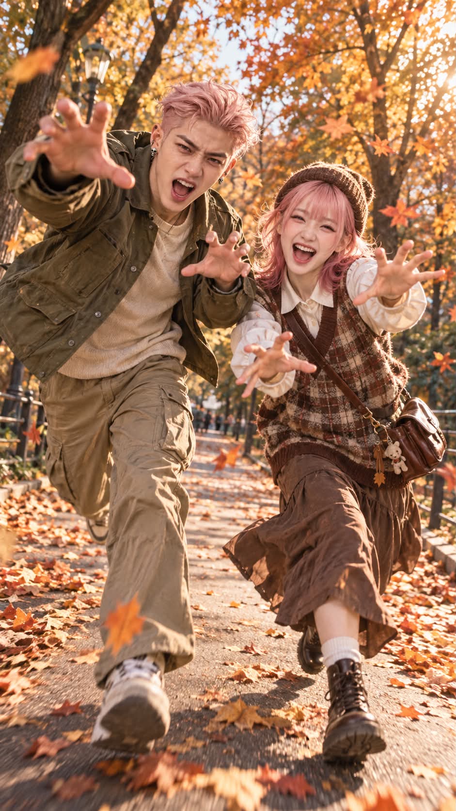 Goofy Autumn Park Running Photo
