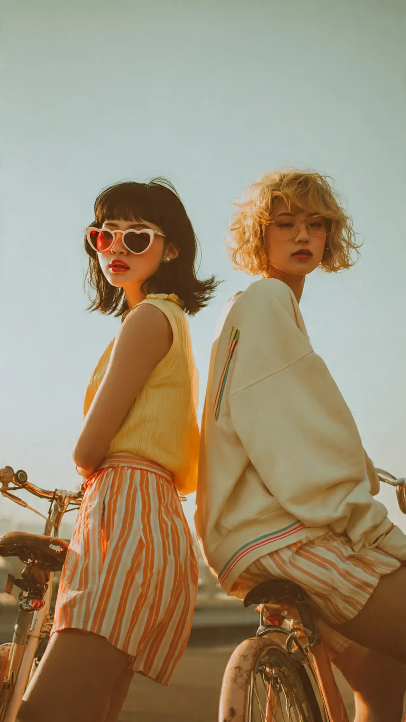 Golden-Hour Vintage Bicycle Fashion Editorial output 2