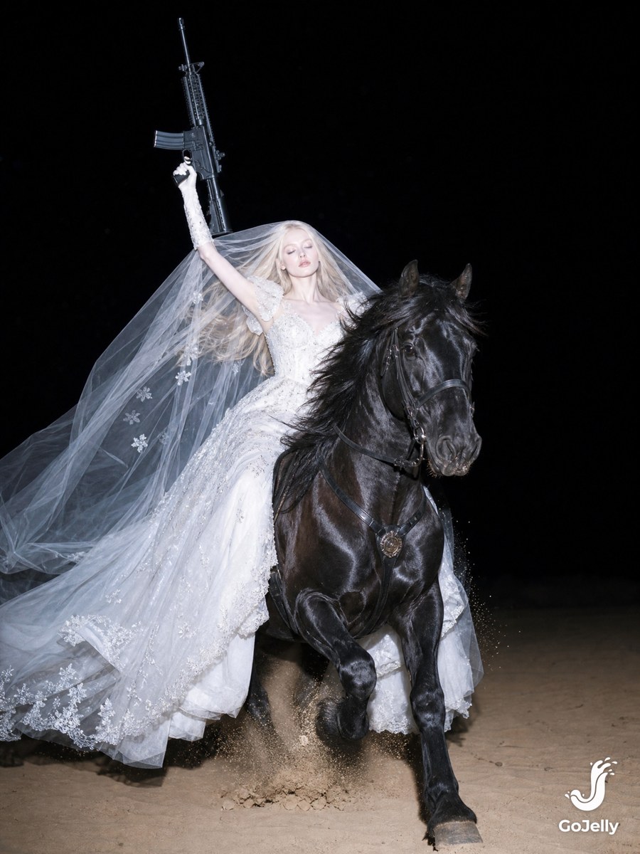 Dark Fantasy Wedding Warrior on a Black Horse output 3