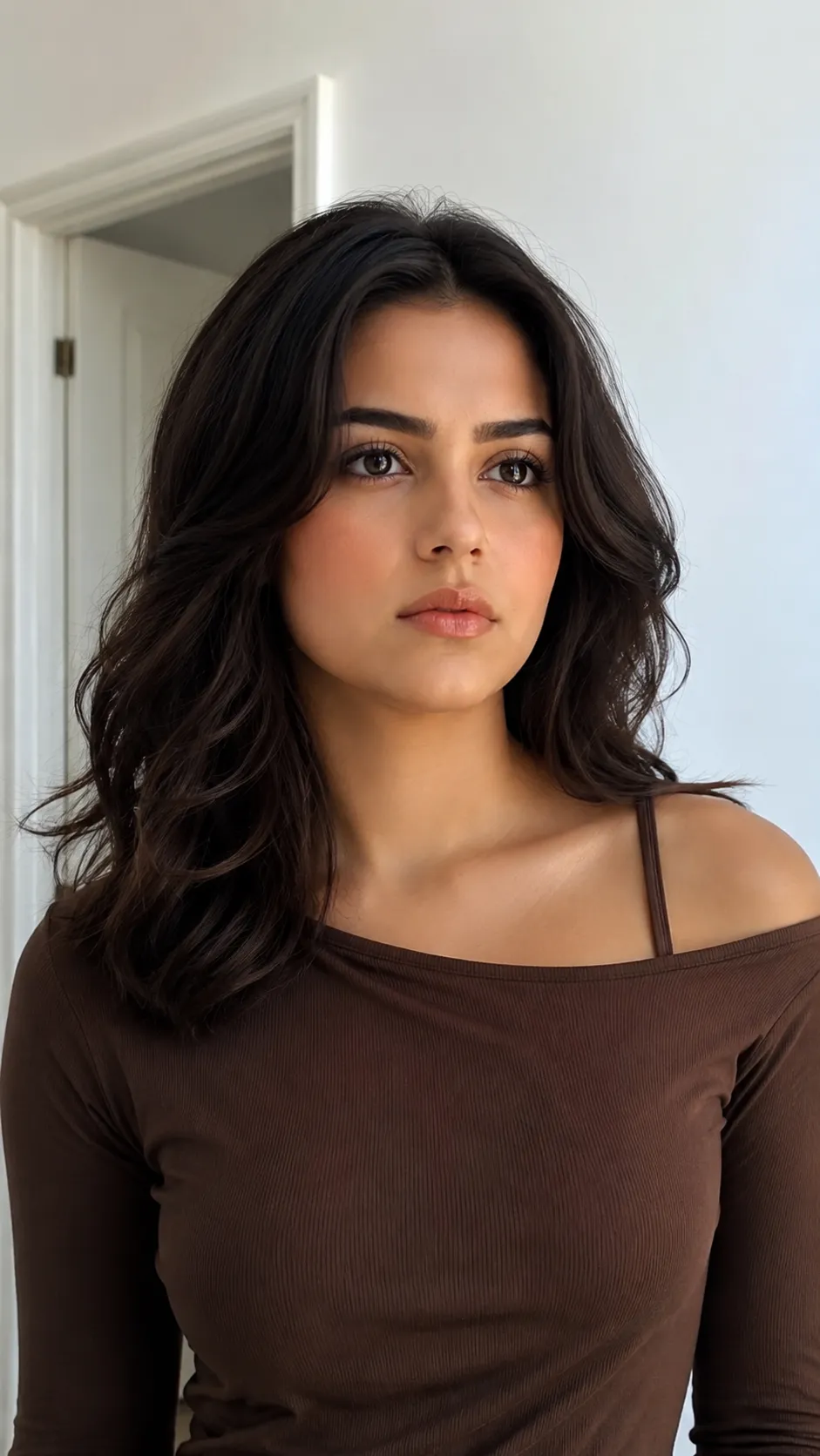 Natural-Light Portrait in a Chocolate-Brown Top