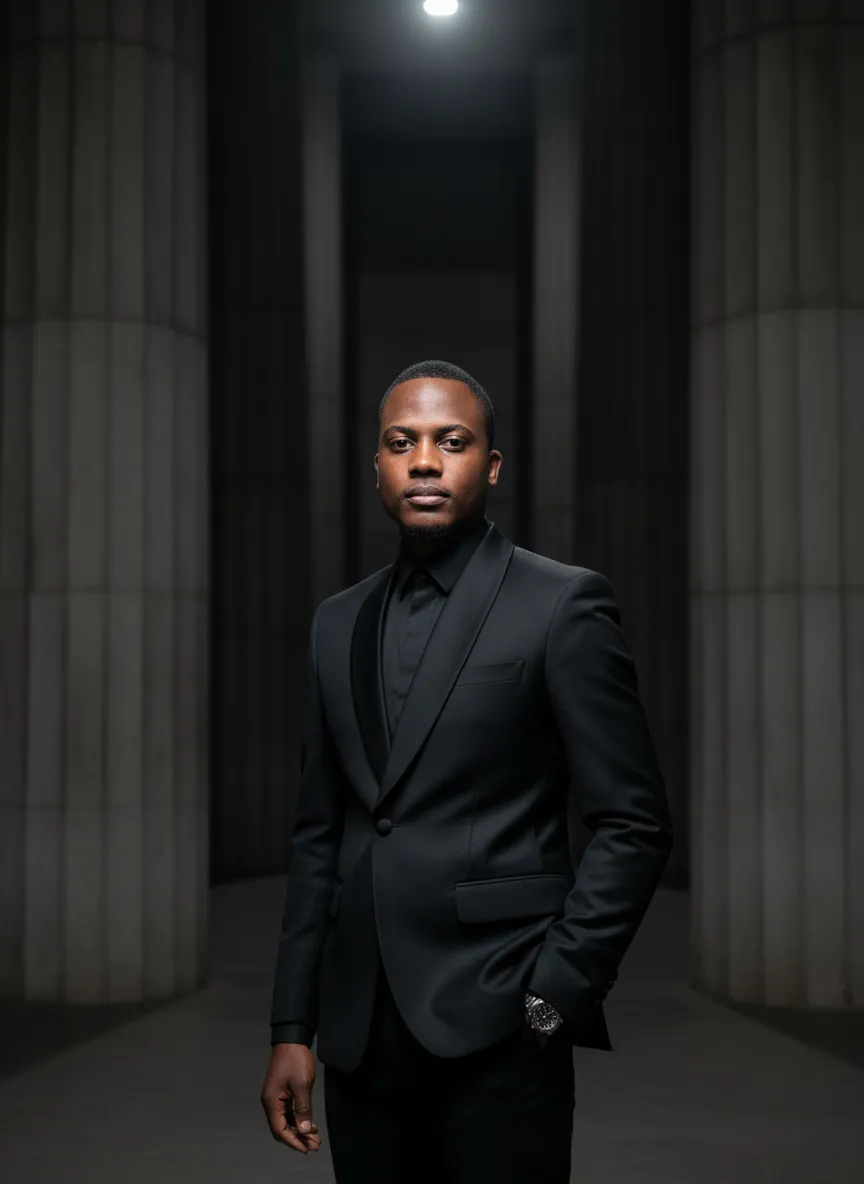 Cinematic Portrait in a Monumental Concrete Space