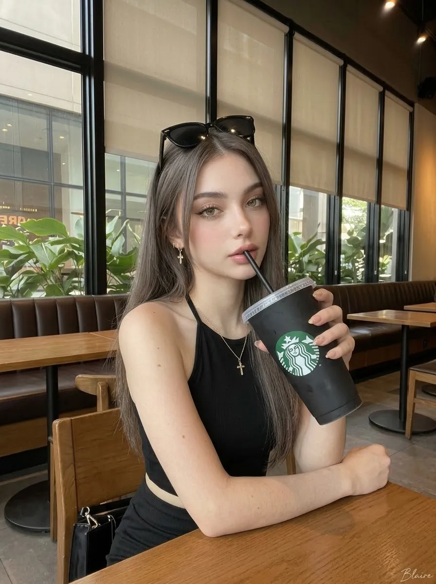 Identity-Preserving Café Selfie with a Starbucks Cup output 6