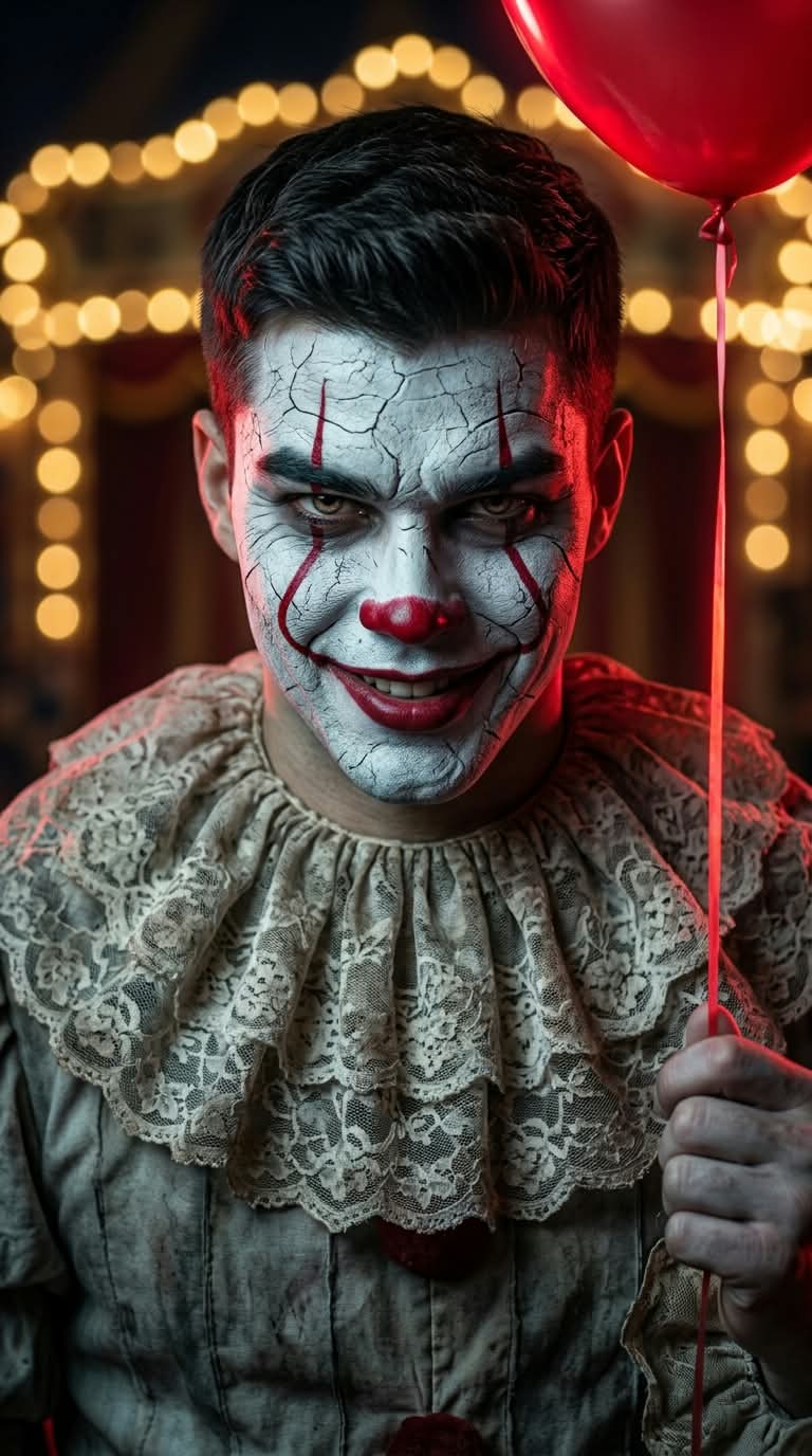 Photorealistic Pennywise Cosplay Horror Portrait