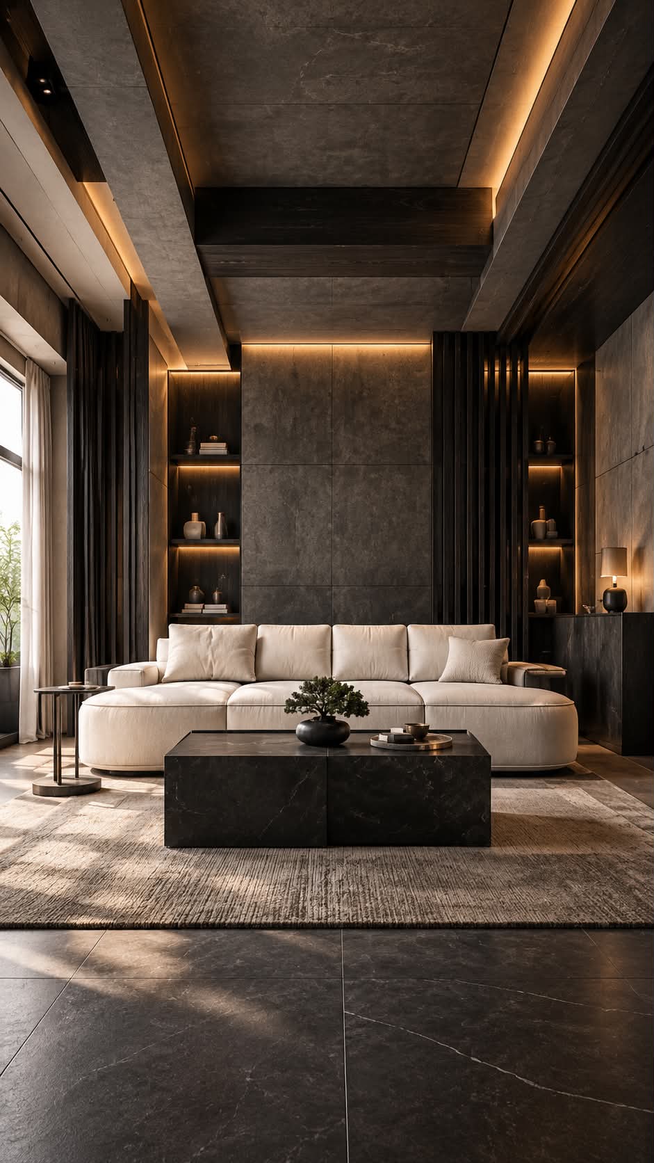 Mechanical Living Room Transformation: Parisian to Japanese Brutalist