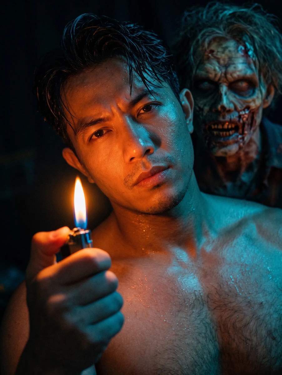 Cinematic Horror Portrait with a Zombie