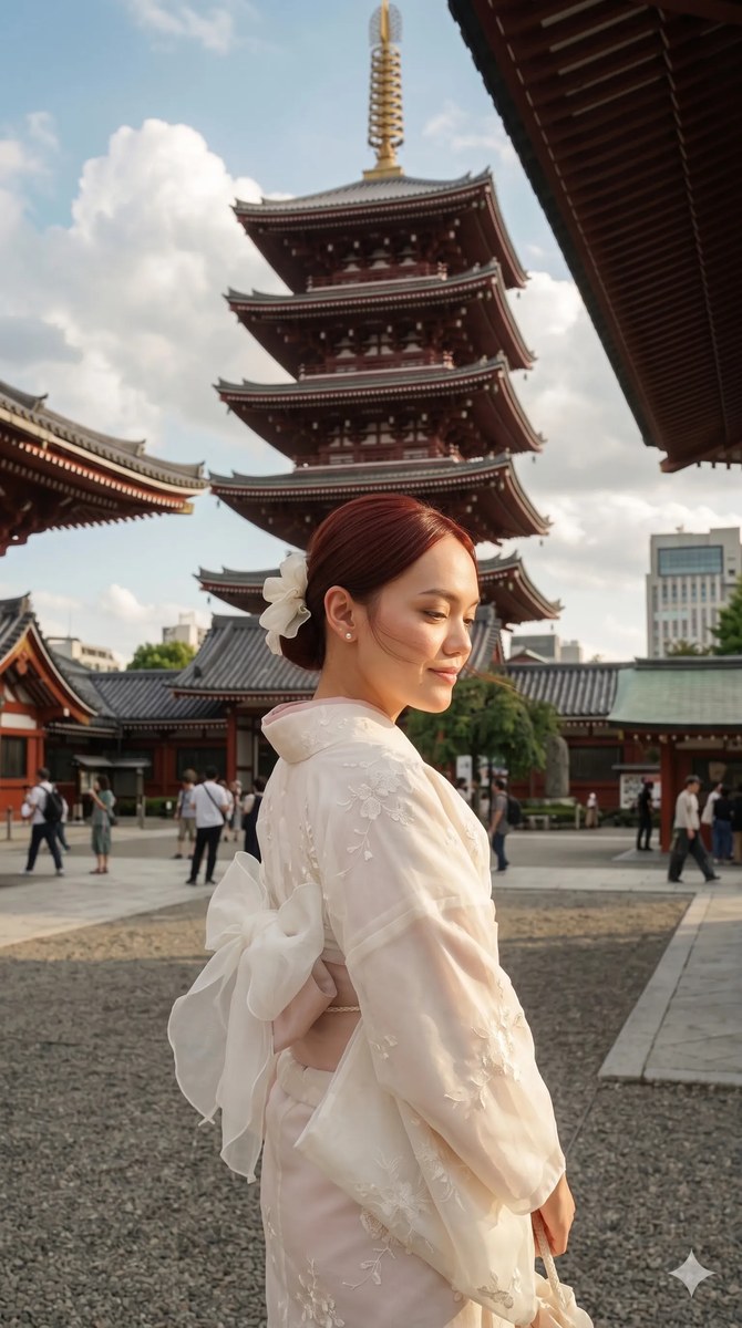 Sensō-ji Pagoda Kimono Travel Portrait output 5