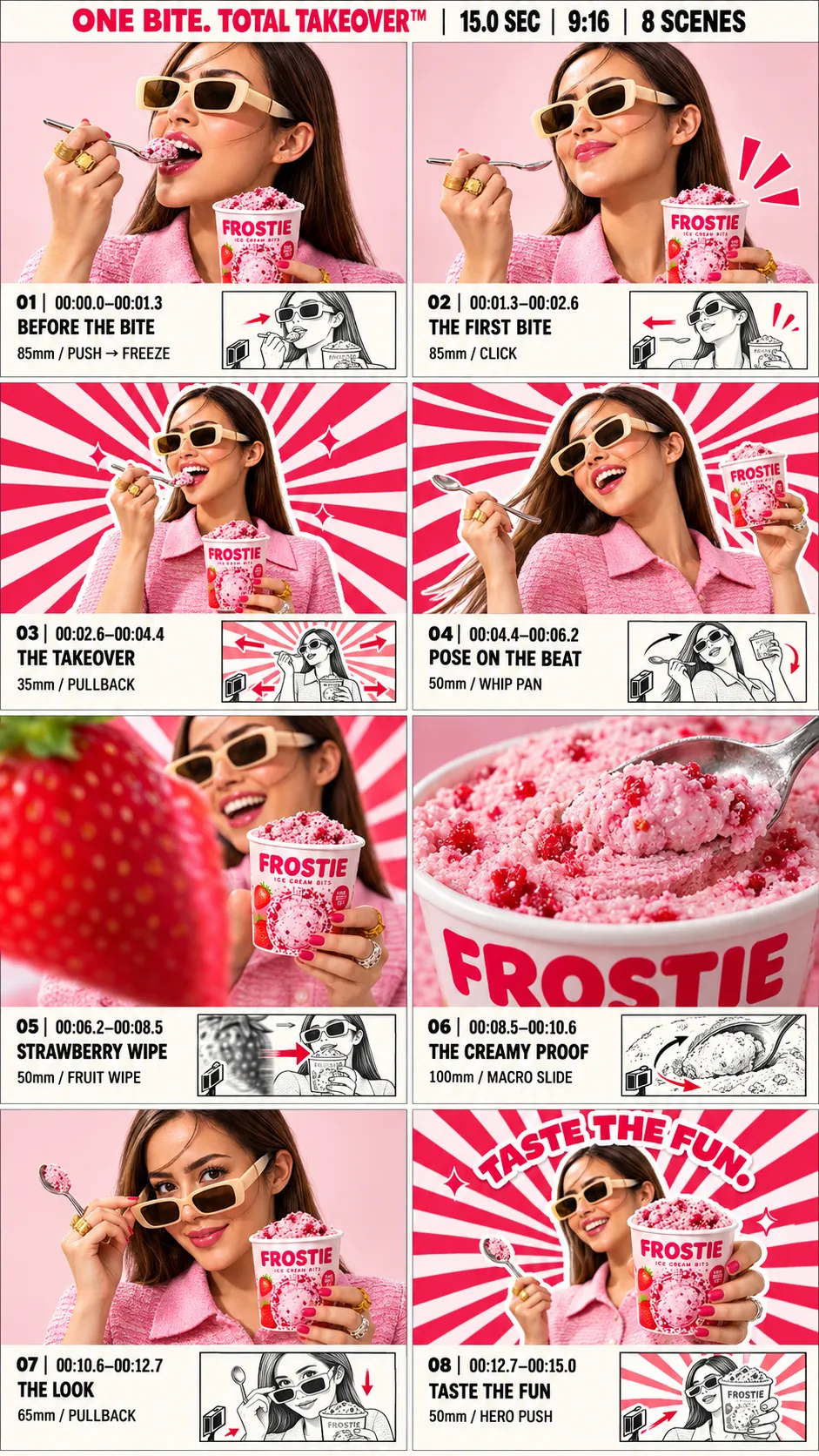 Strawberry Ice Cream Commercial Storyboard output 1
