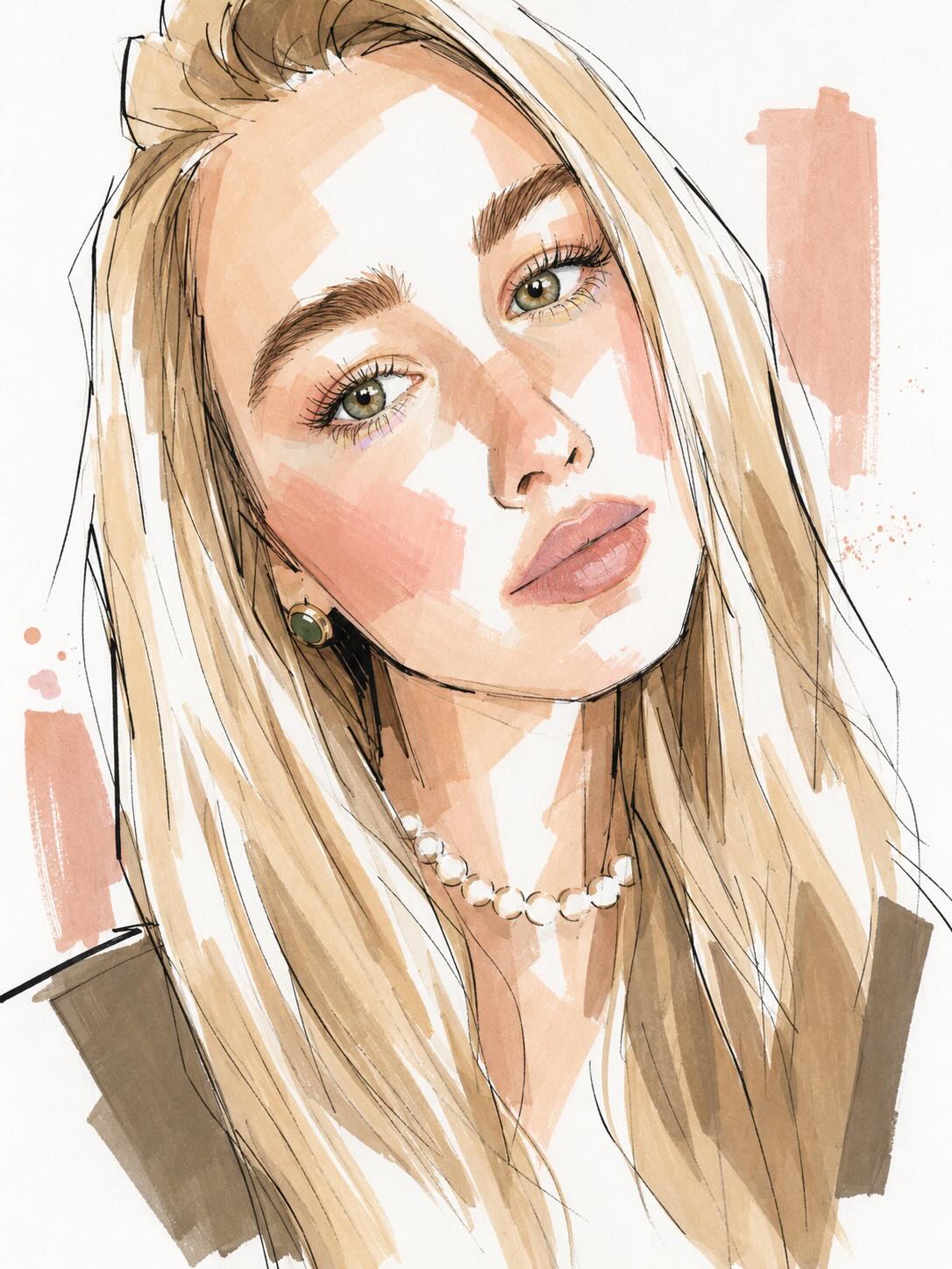 High-Fashion Editorial Portrait Illustration output 3